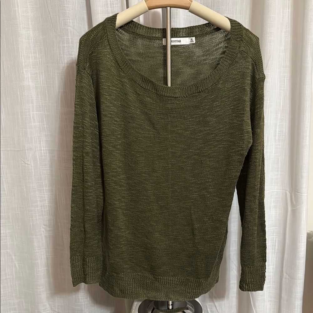 JustFab Olive Green Crew Neck Sweater